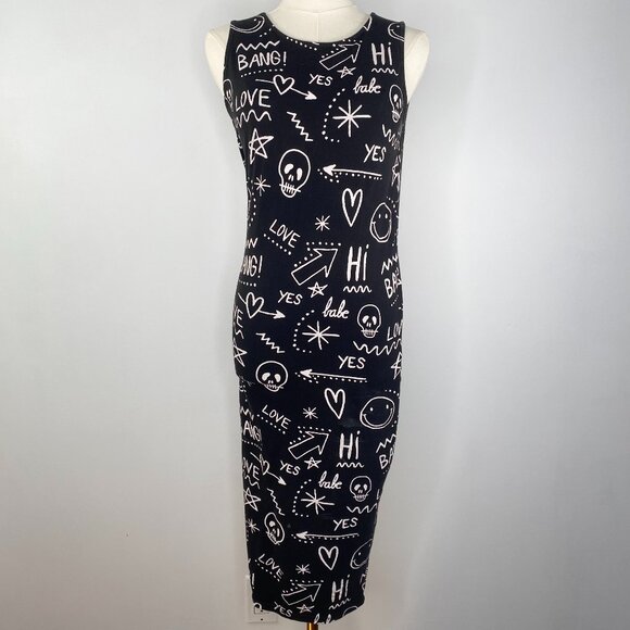 ASOS - Black Graffiti Graphic Print Dress - Picture 1 of 7